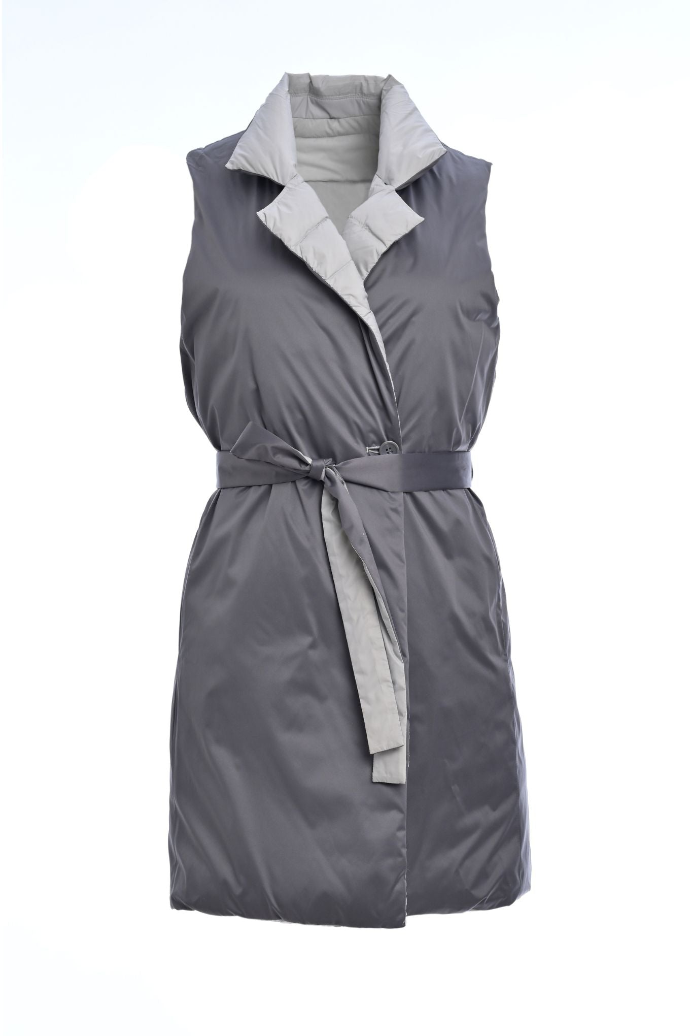 Pure Cashmere Coat with Reversible Down Vest with Mink Collar Vest