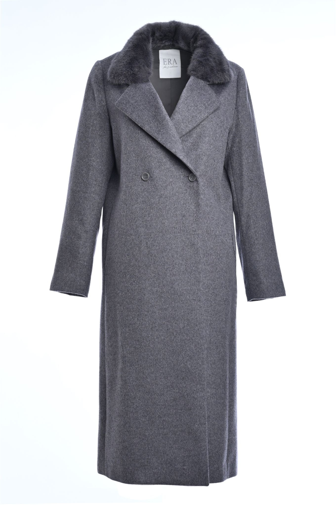 Pure Cashmere Coat with Reversible Down Vest with Mink Collar without the vest