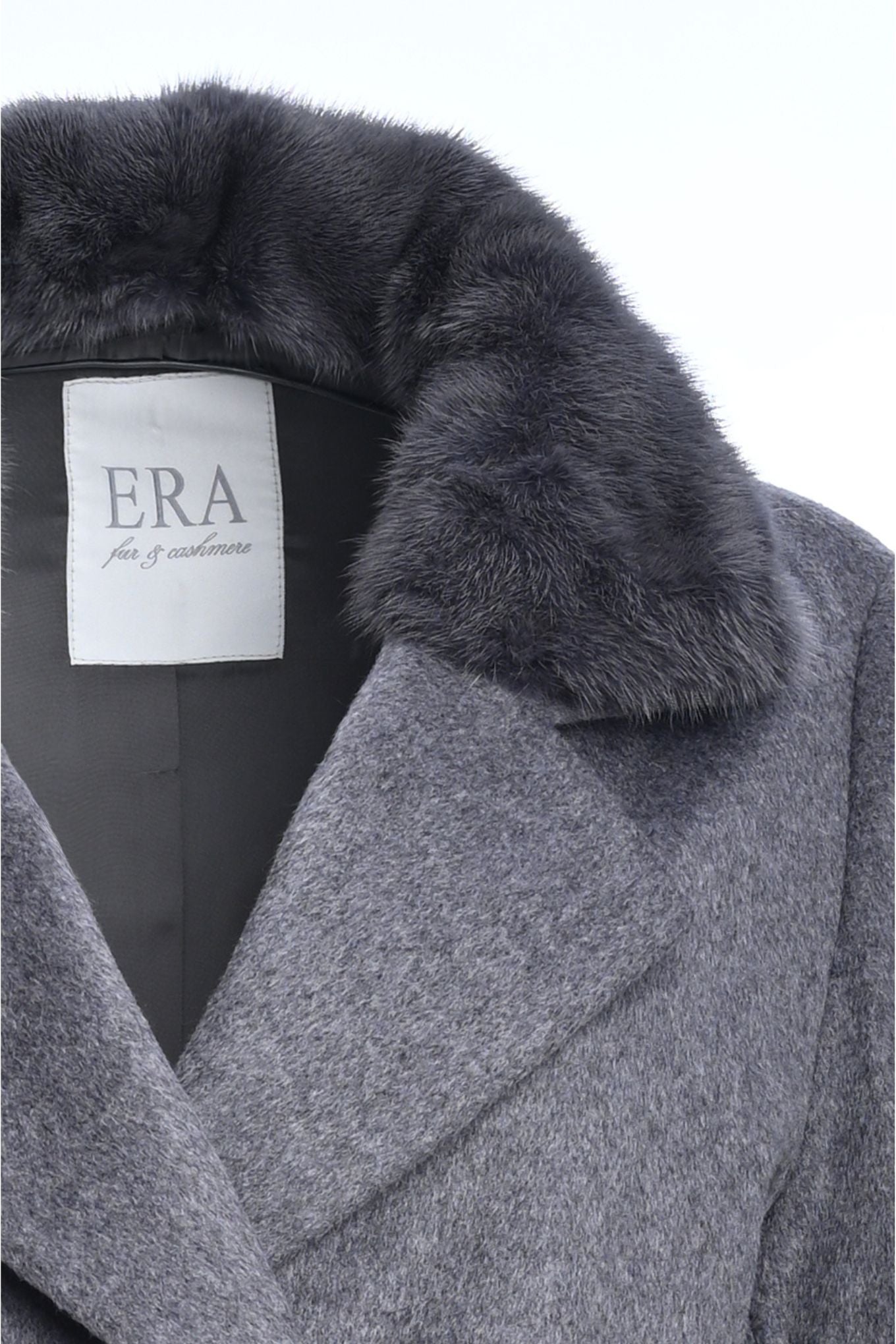 Pure Cashmere Coat with Reversible Down Vest with Mink Collar details mink collar
