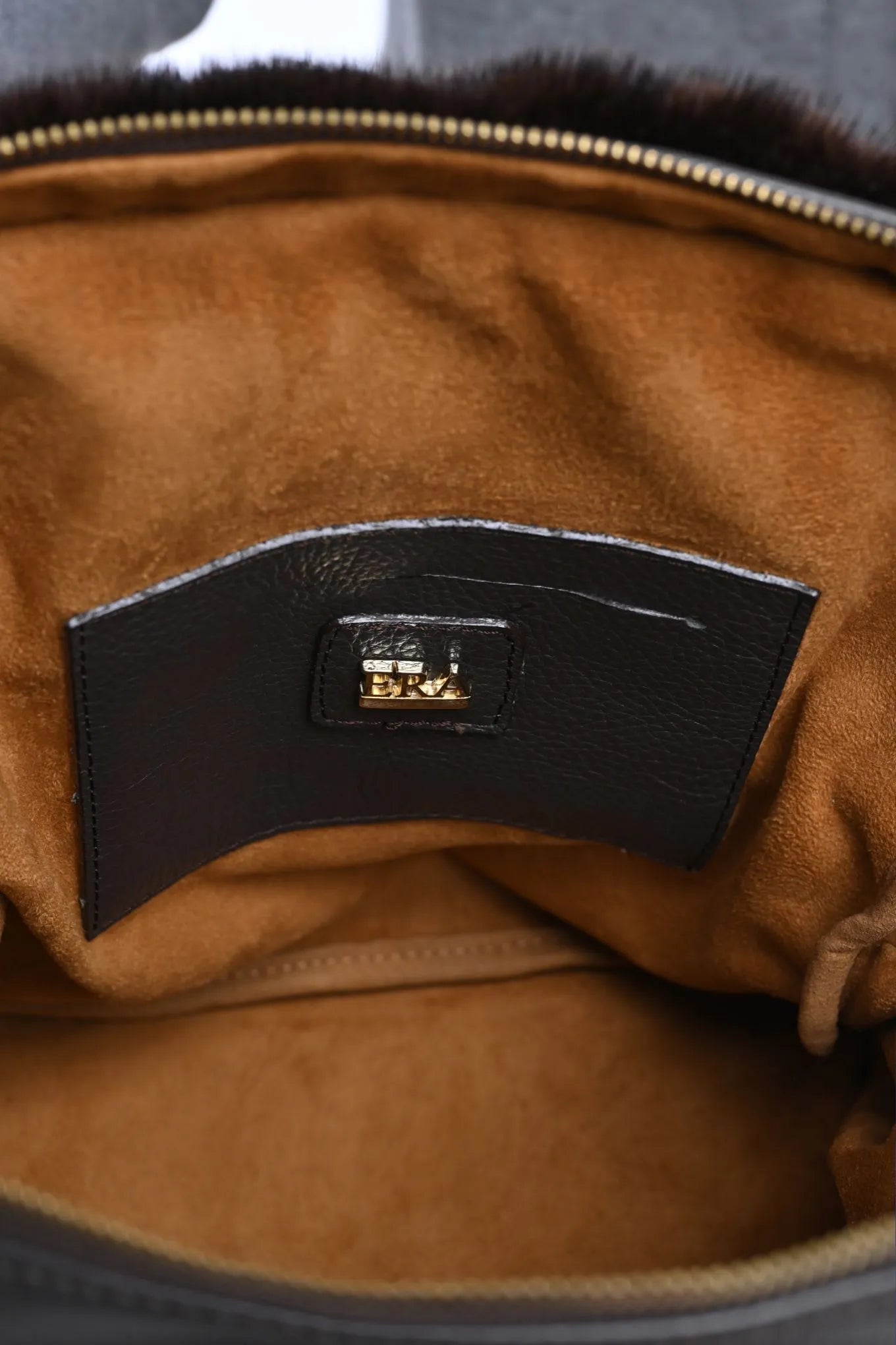 Luxury Calf Leather Backpack with Mahogany Mink Fur | ERA