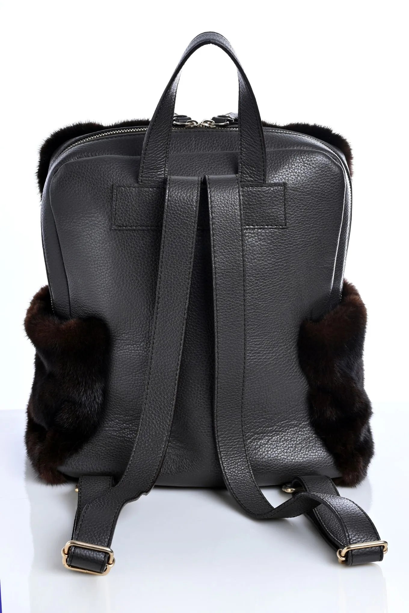 Luxury Calf Leather Backpack with Mahogany Mink Fur | ERA