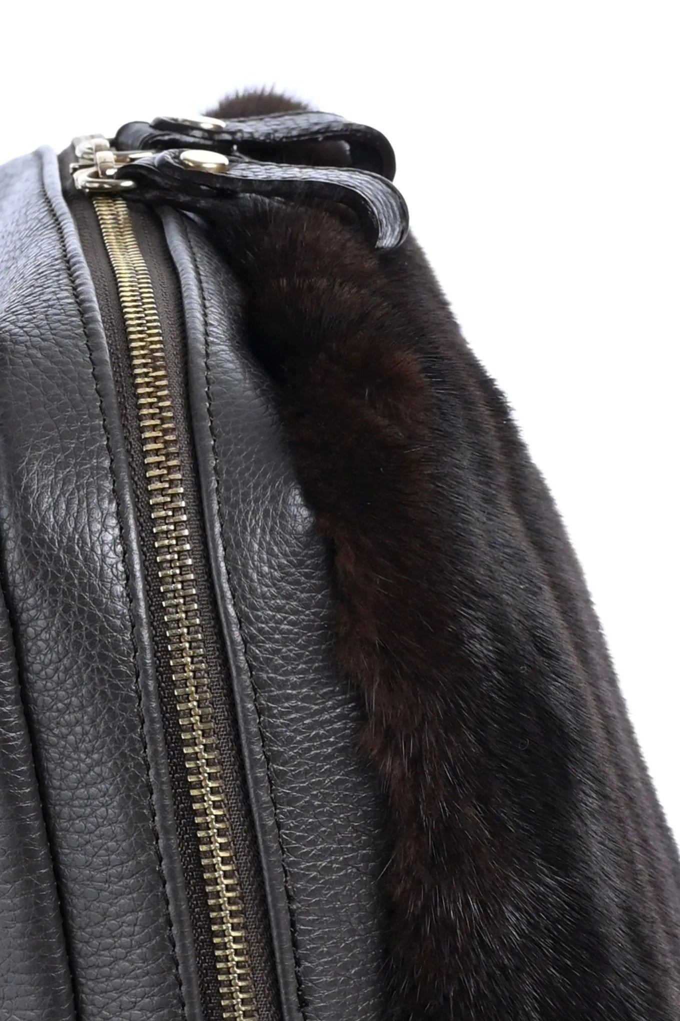 Luxury Calf Leather Backpack with Mahogany Mink Fur | ERA