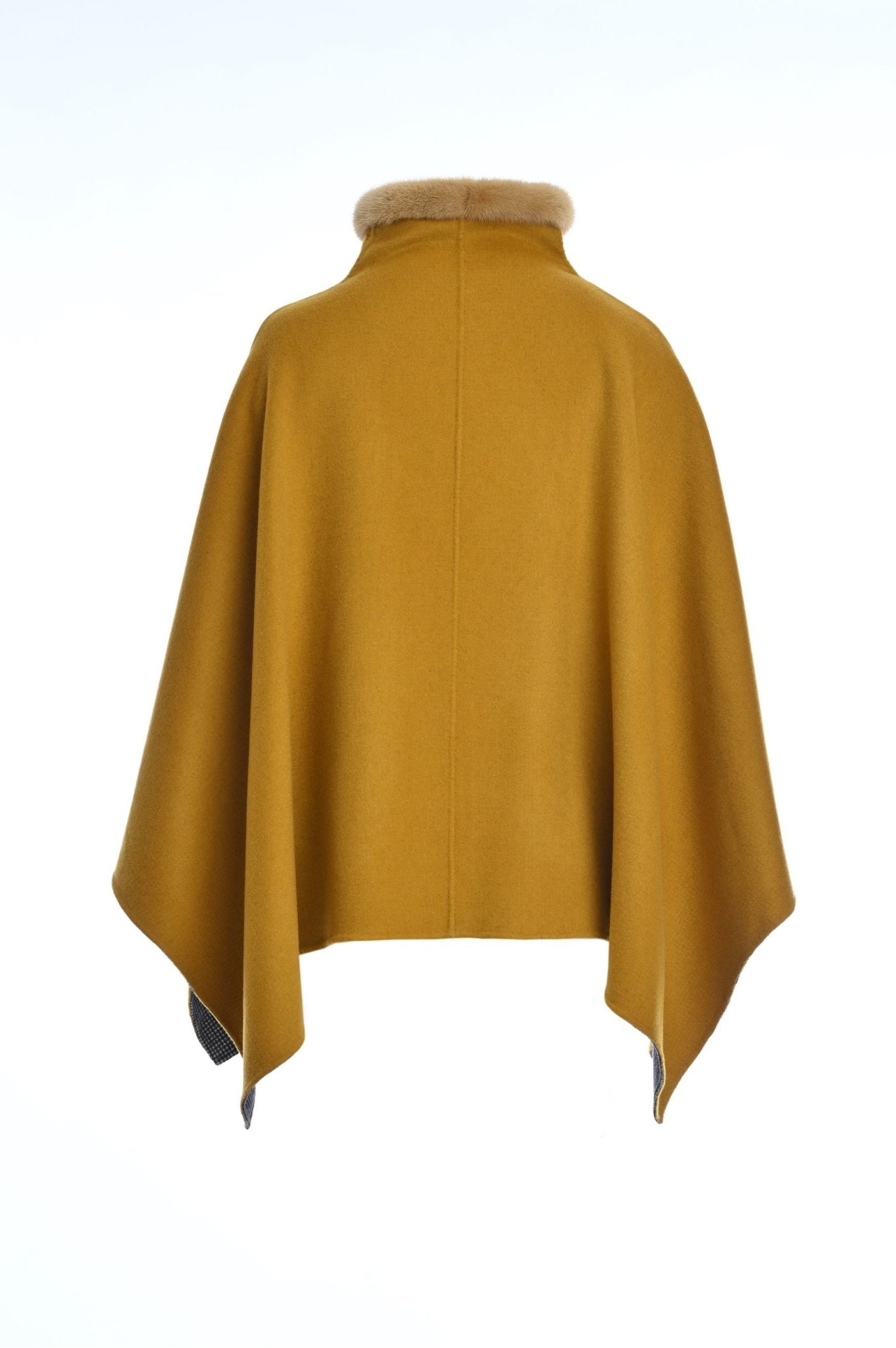 Cashmere/Wool Reversible Cape with Mink on Collar
