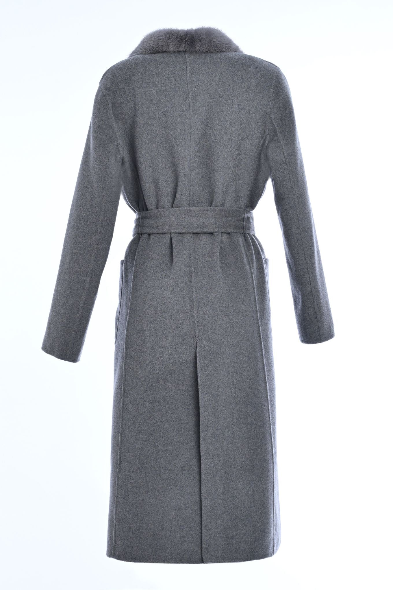 Double Cloth Pure Cashmere Coat with Detachable Mink Collar