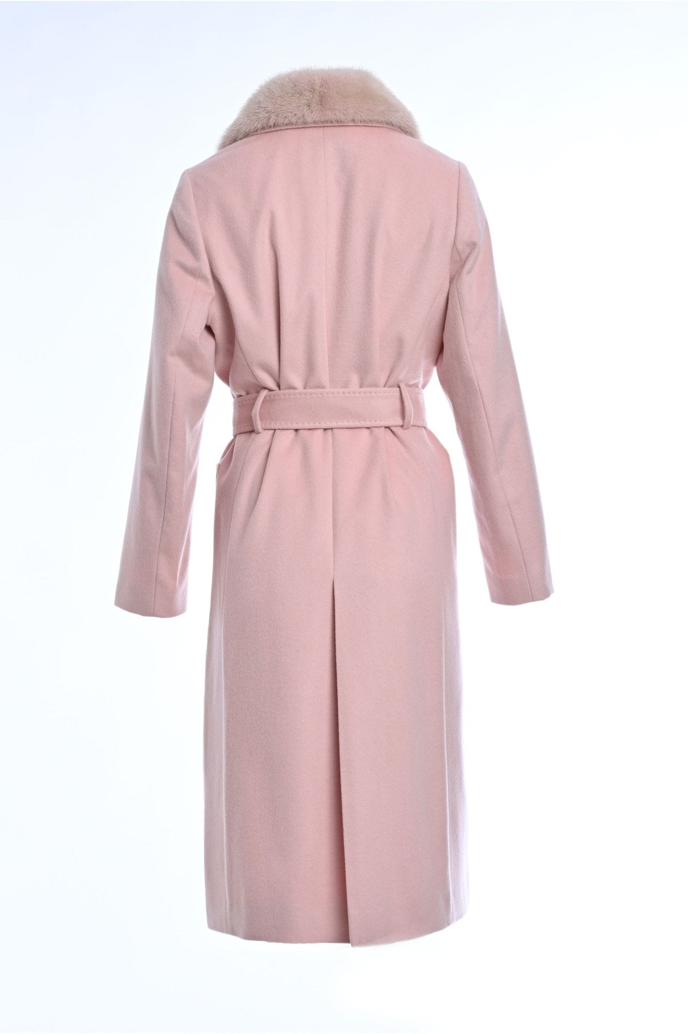 Pure Cashmere Coat with Detachable Mink Collar