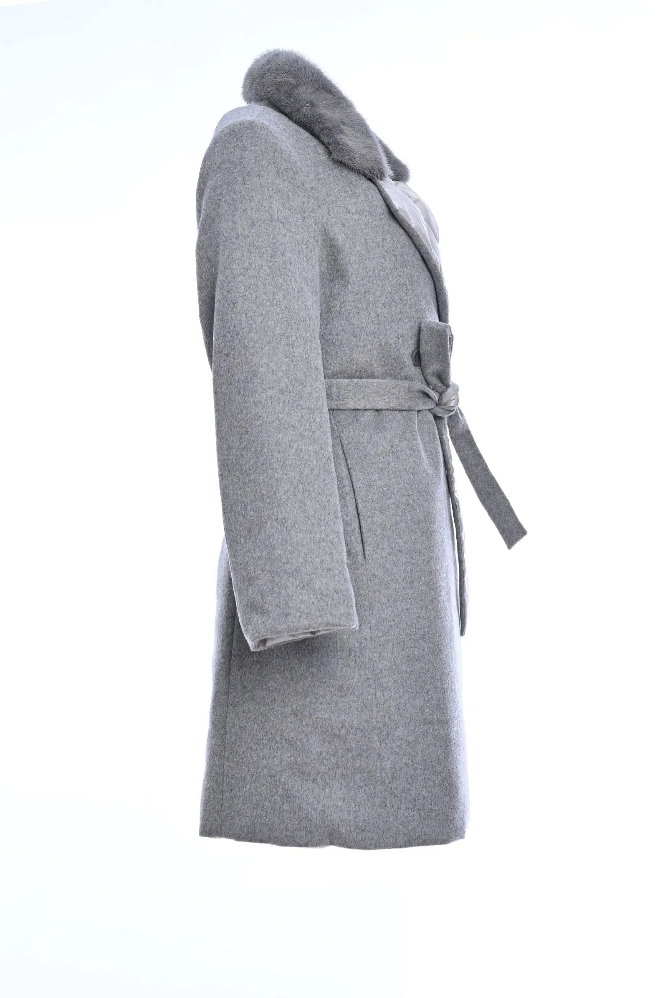 Reversible Cashmere / Down Coat side