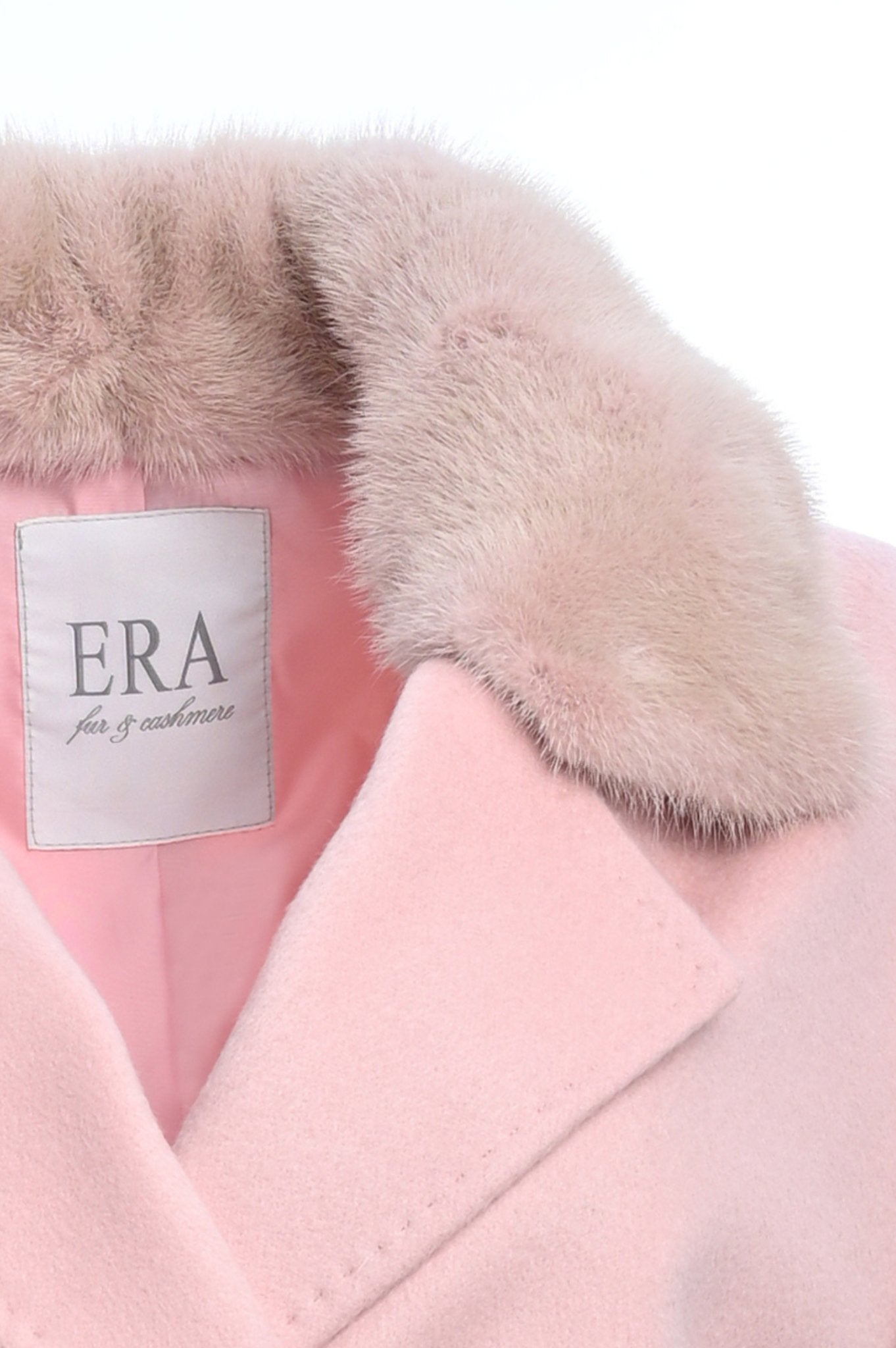 Pure Cashmere Coat with Detachable Mink Collar