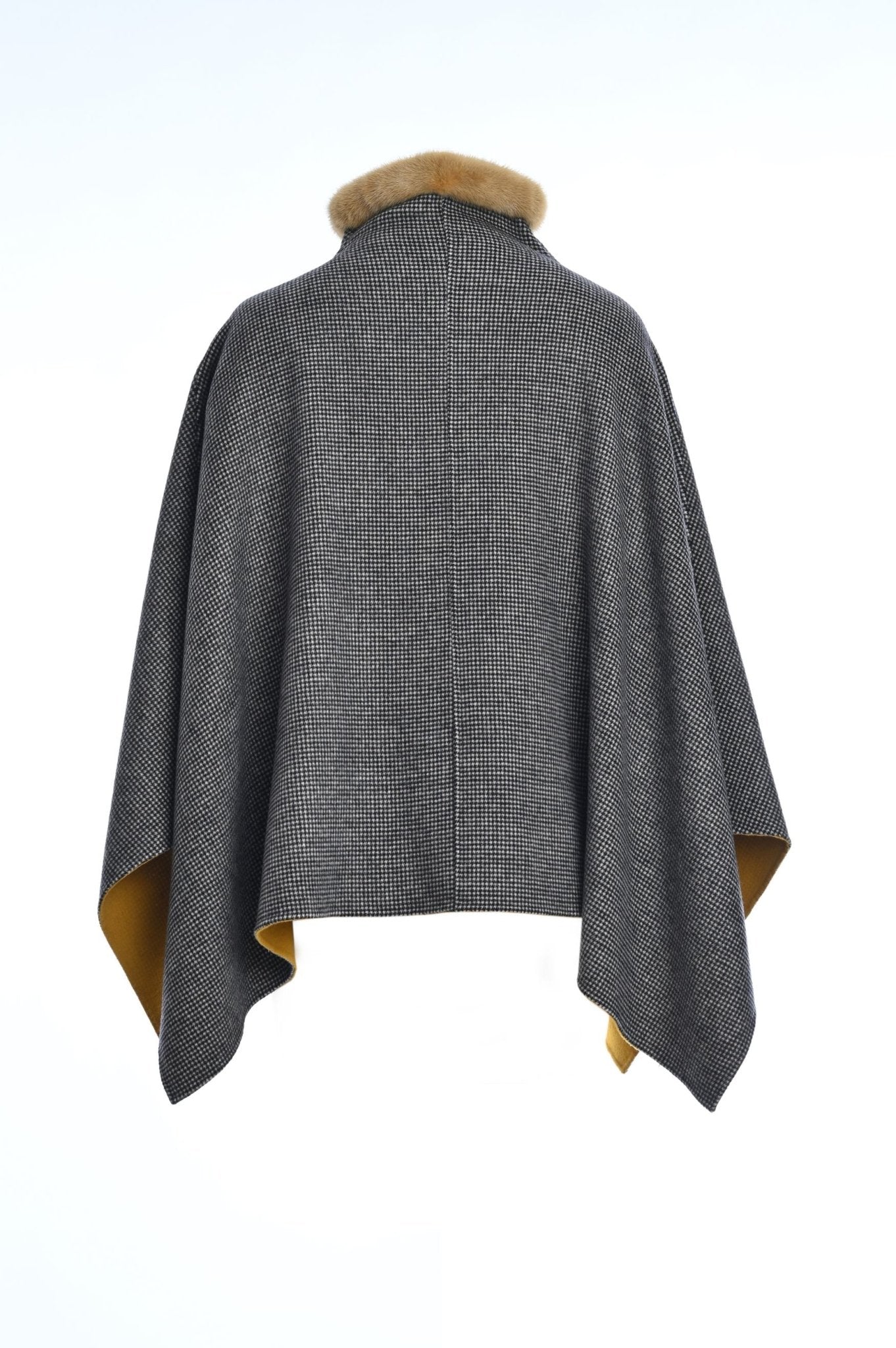 Cashmere/Wool Reversible Cape with Mink on Collar