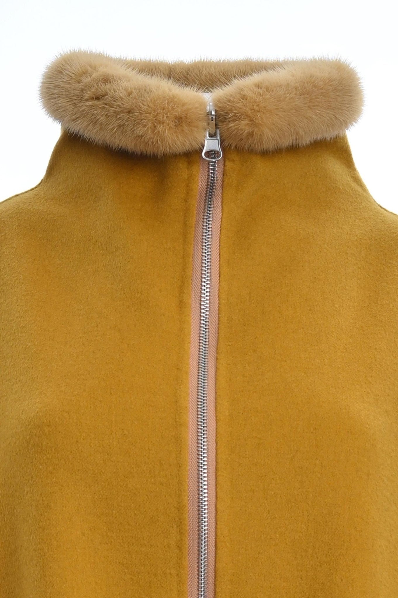 Cashmere/Wool Reversible Cape with Mink on Collar