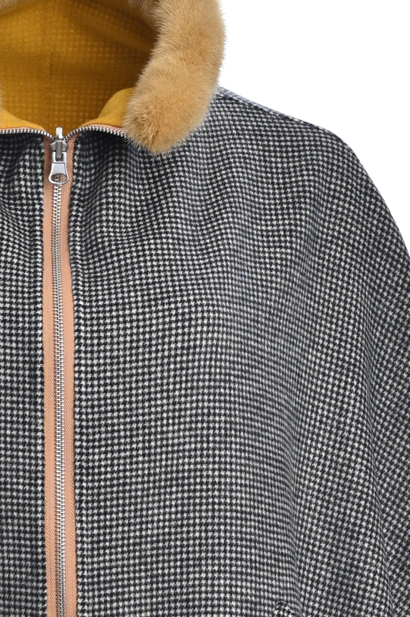 Cashmere/Wool Reversible Cape with Mink on Collar