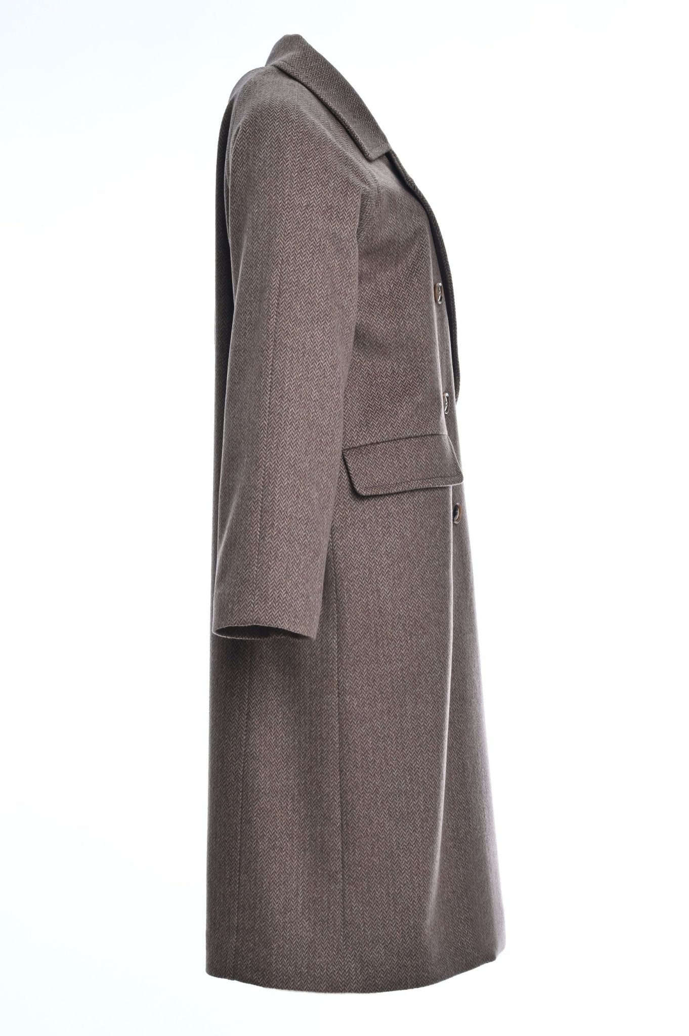 Pure cashmere brown coat side view