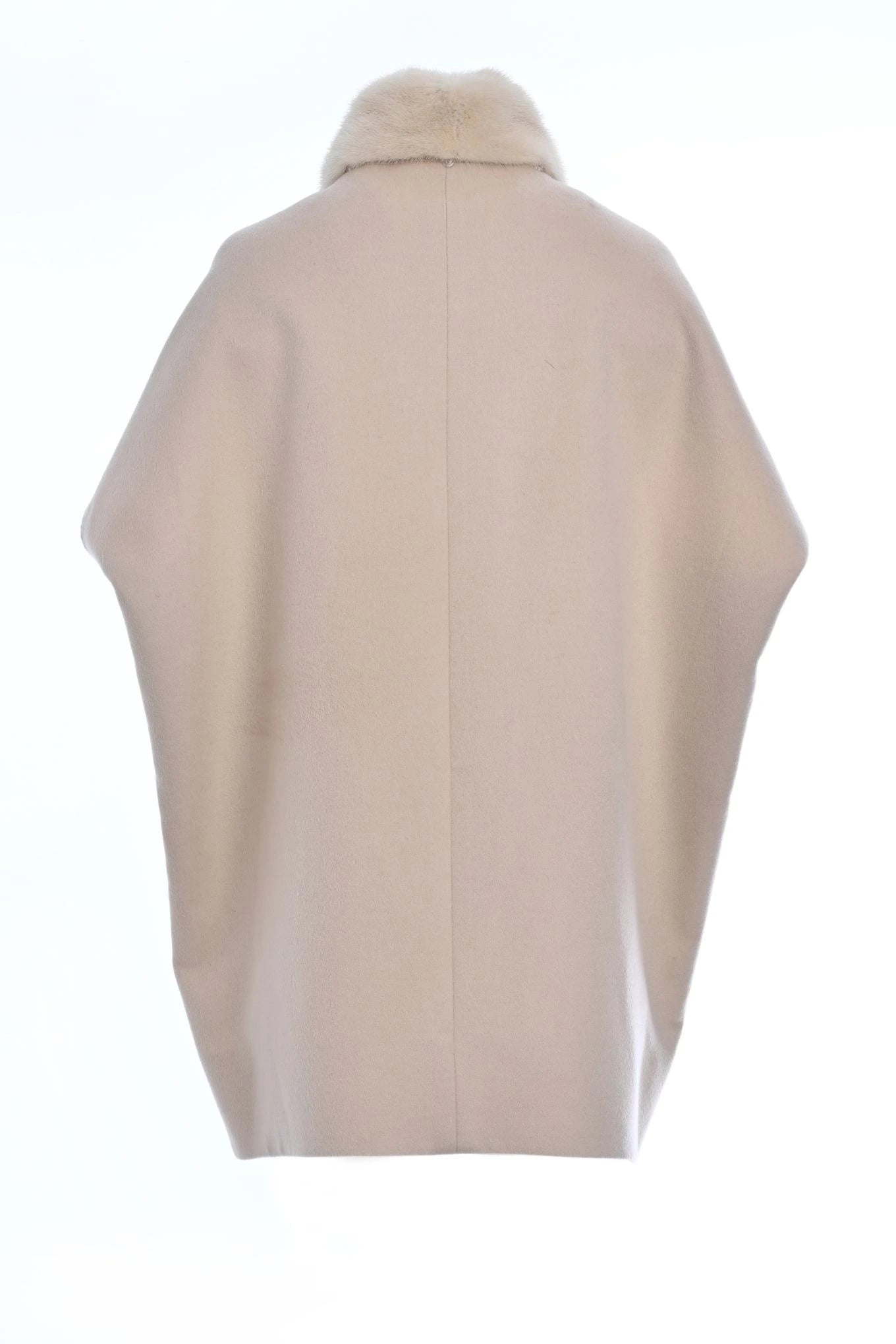 Pure Cashmere Cape with Mink Collar back view