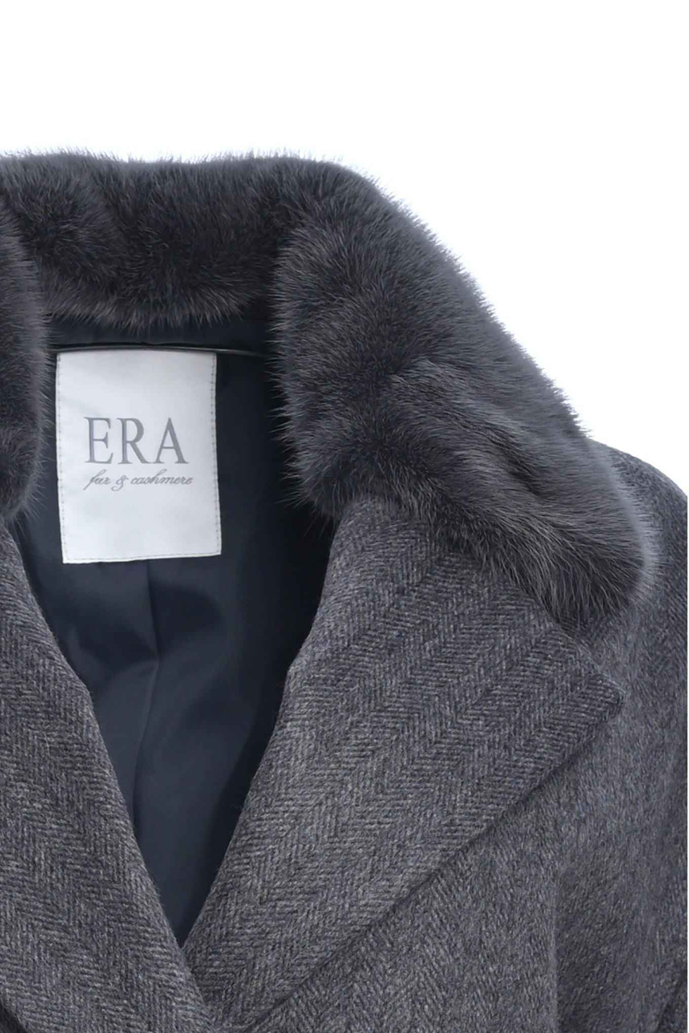 Pure Cashmere Coat with Detachable Mink Collar details