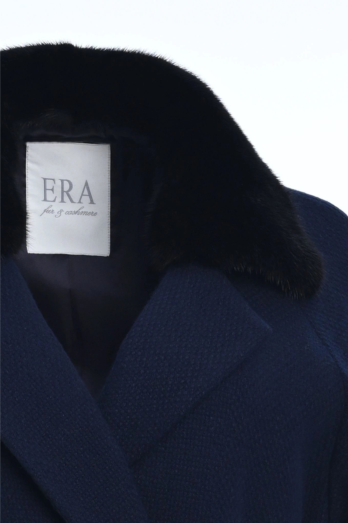 Pure Cashmere Coat with Detachable Mink Collar