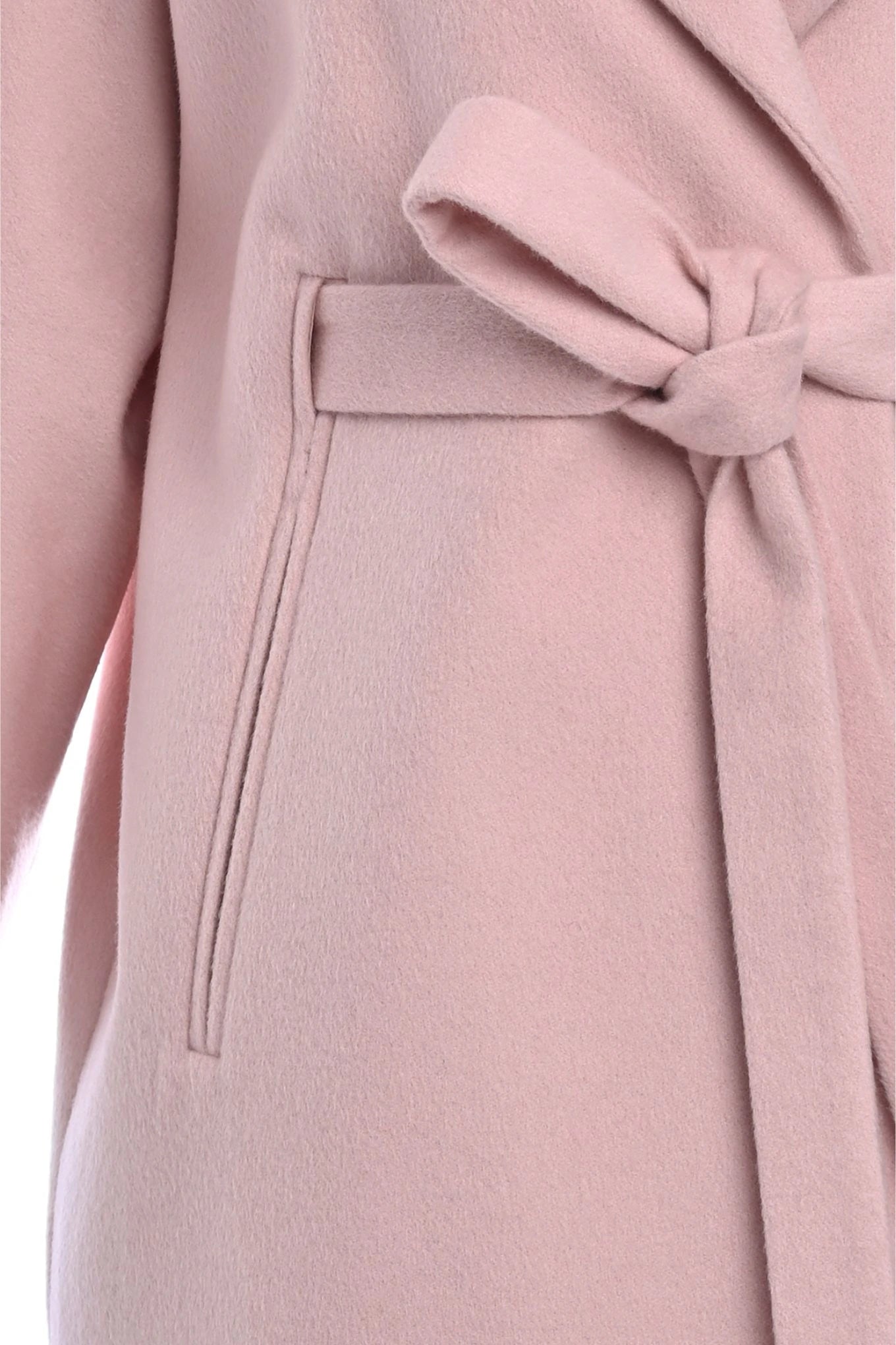 Pure Cashmere Coat with Detachable Rex Rabbit Collar details