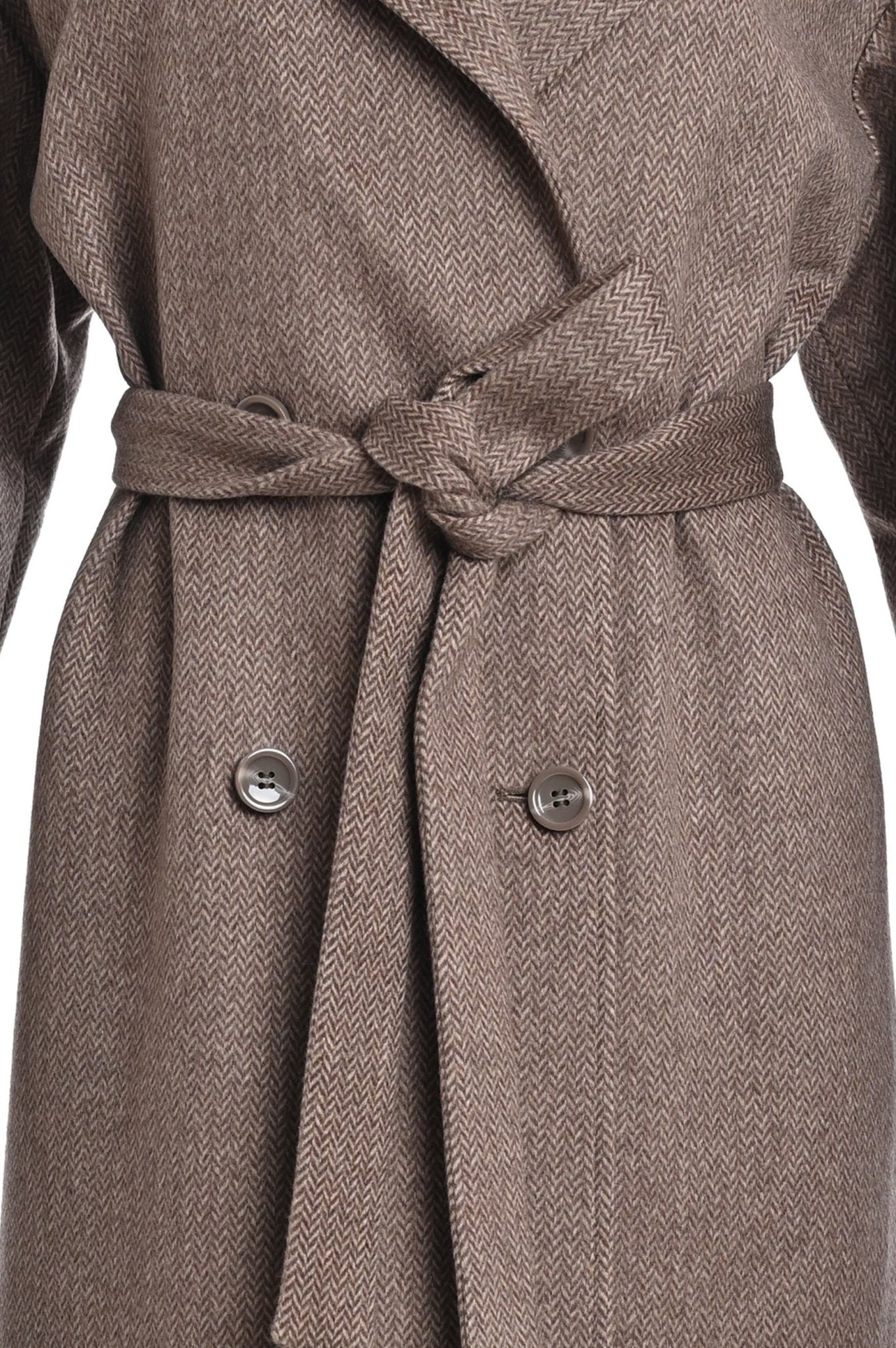 Pure Cashmere Coat with Detachable Mink Collar