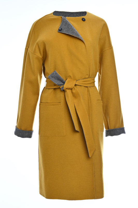 Reversible Cashmere/Wool Coat main photo mustard side