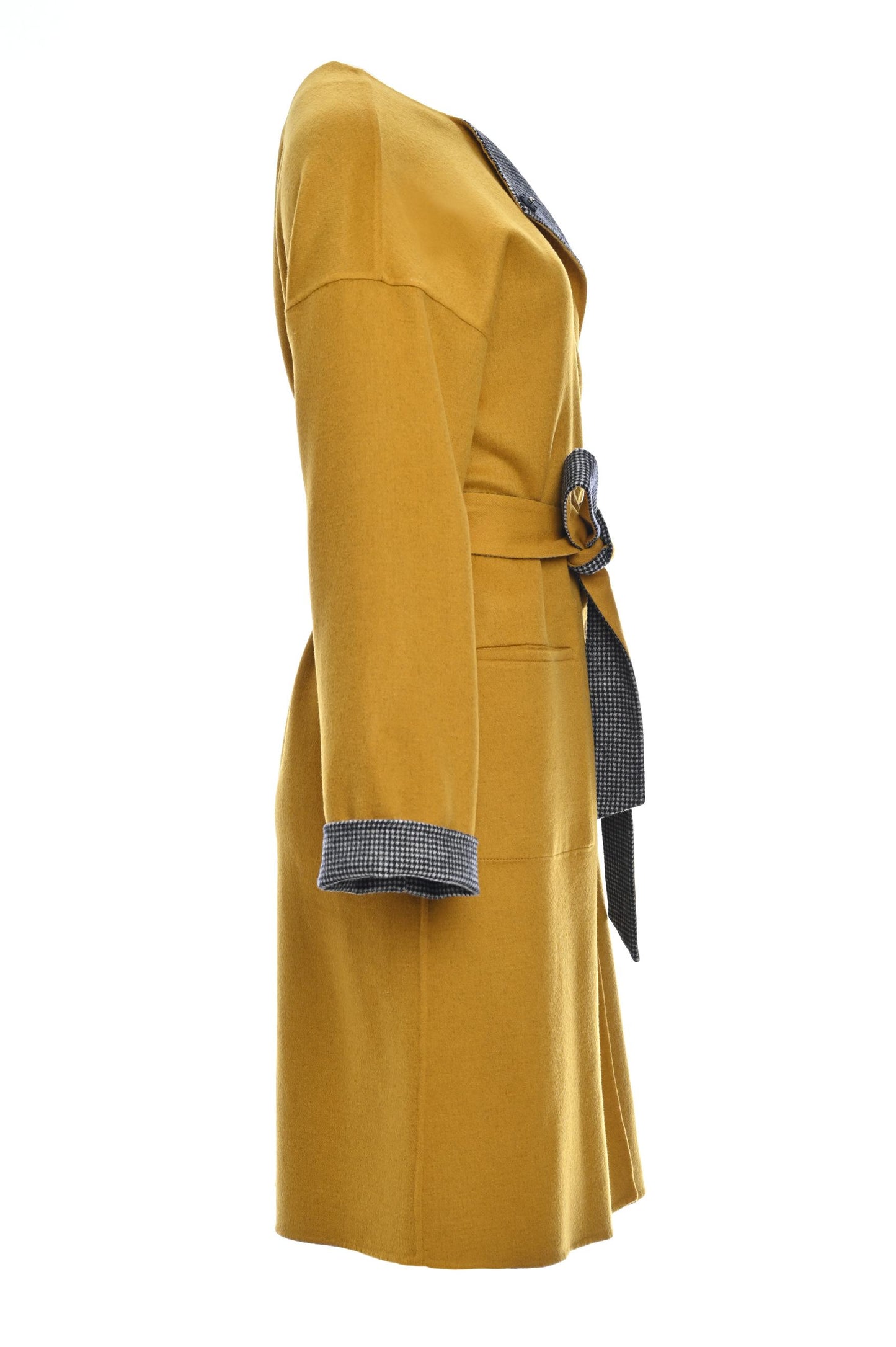 Reversible Cashmere/Wool Coat side view mustard side