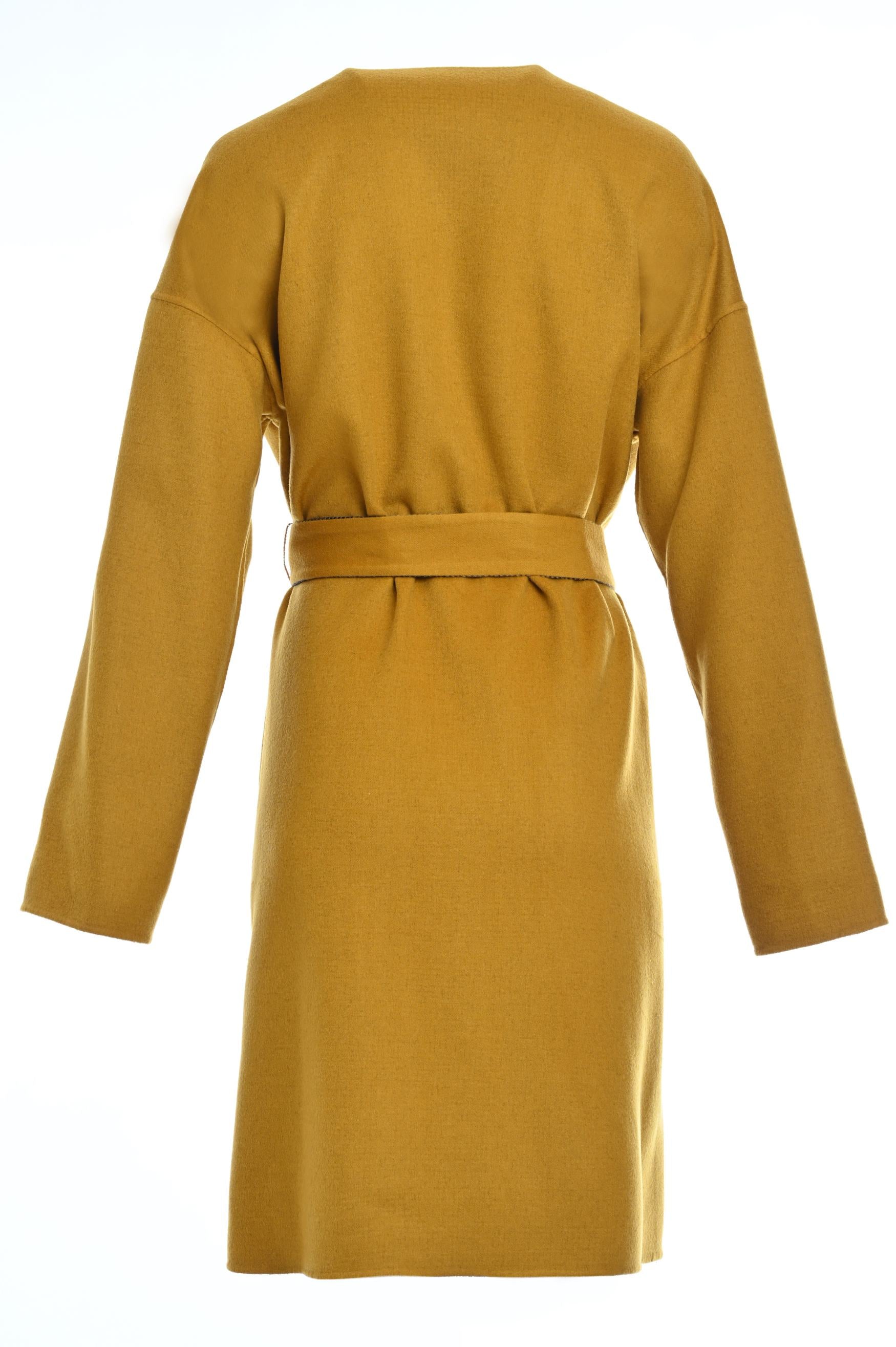 Reversible Cashmere/Wool Coat back view mustard side