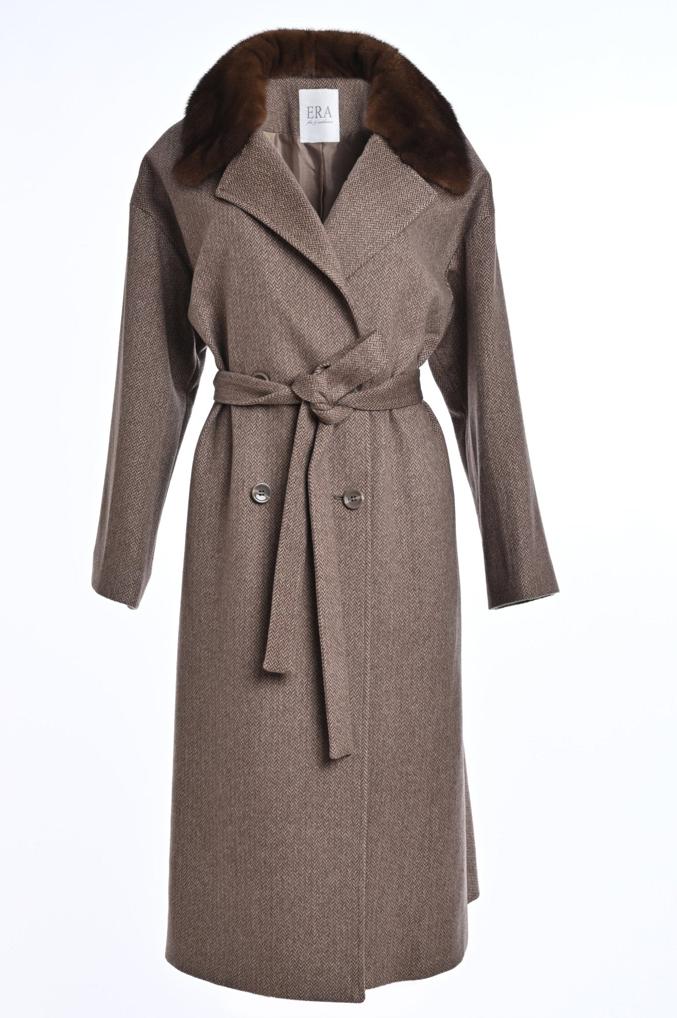 Pure Cashmere Coat with Detachable Mink Collar Main Photo