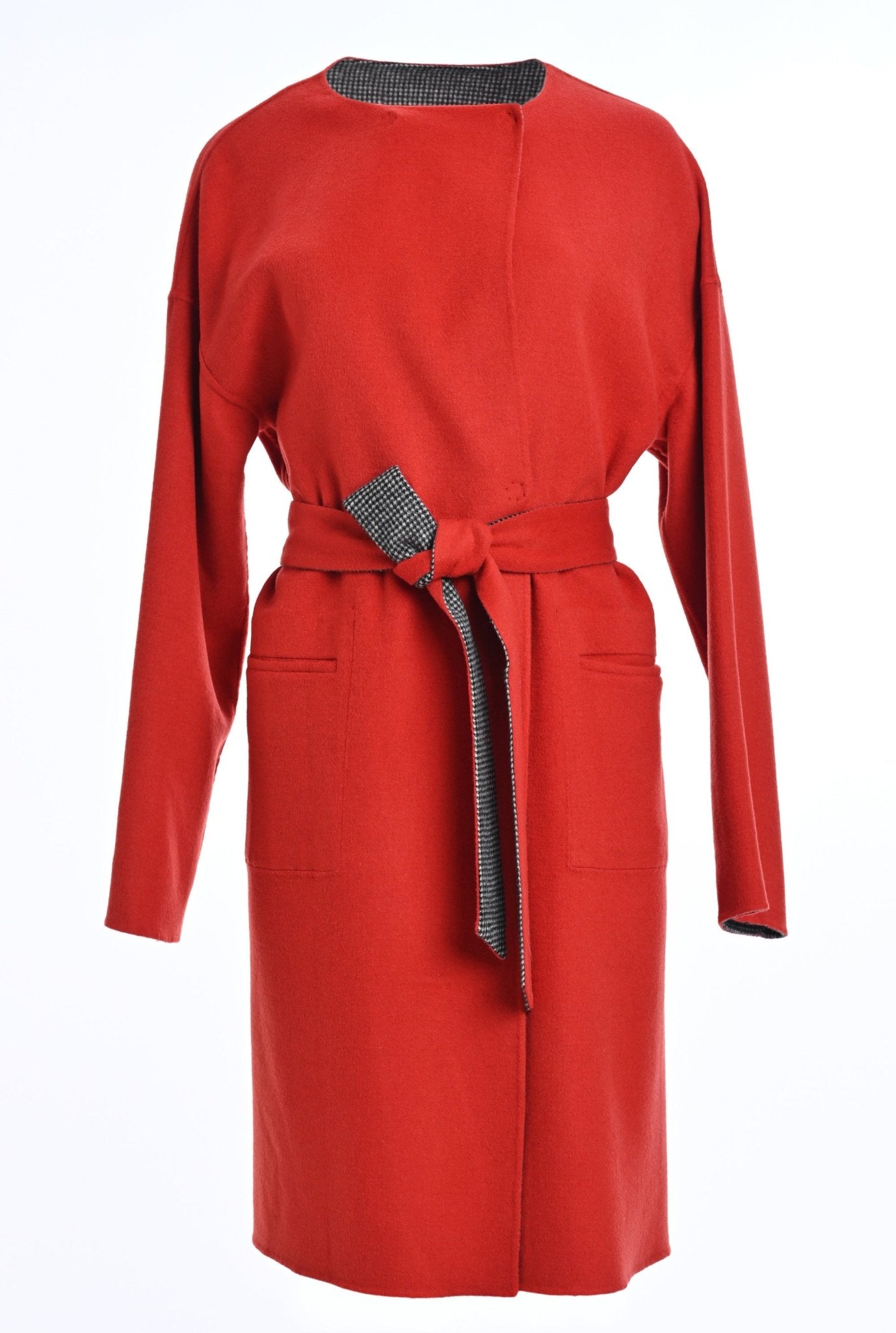 Reversible Cashmere/Wool Coat red side