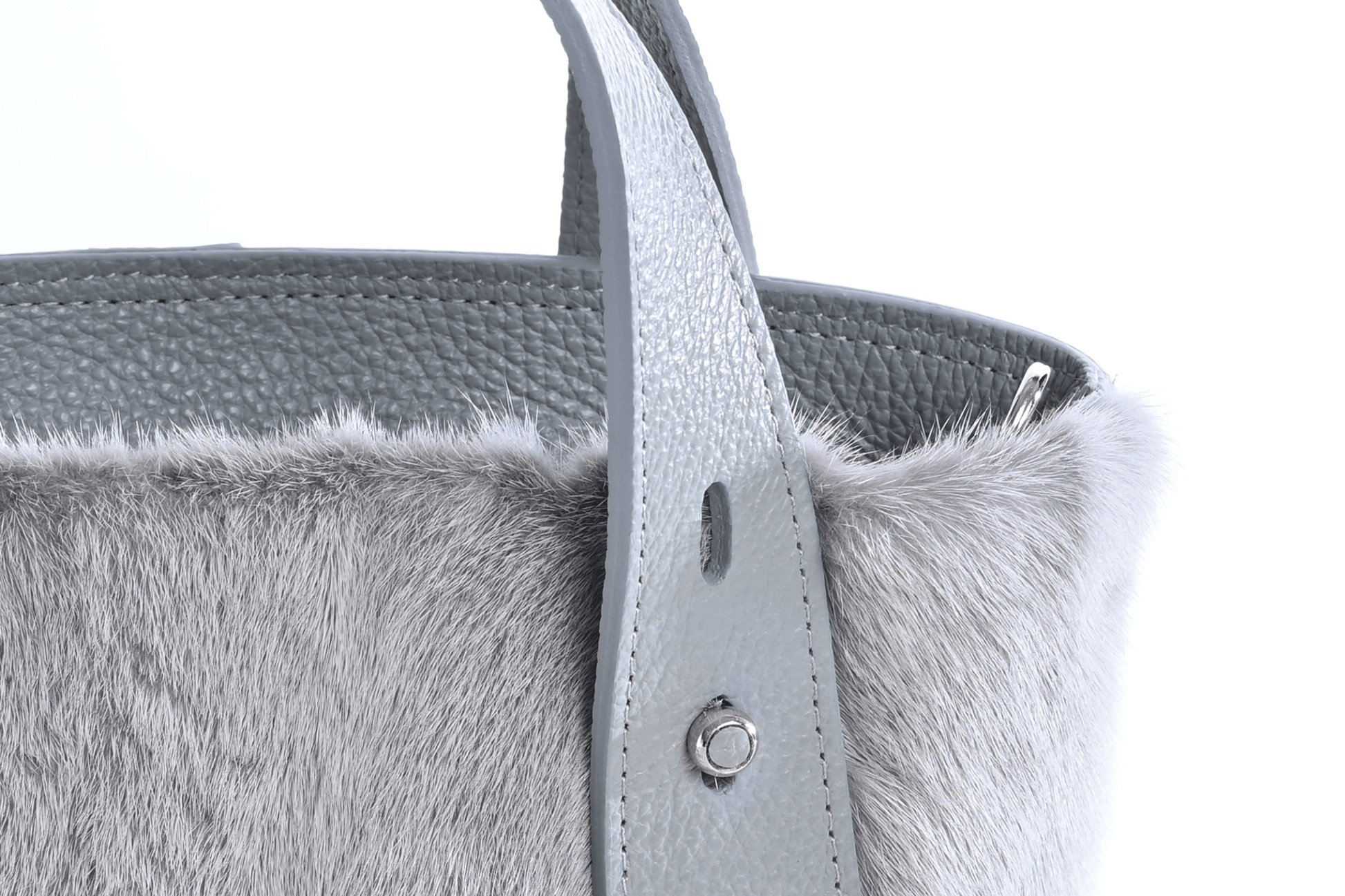 Small Mink Leather Bag - Light Grey strap